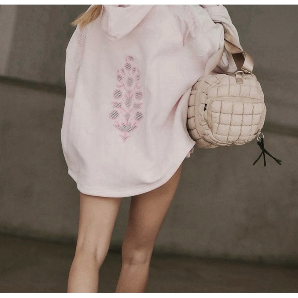 Free People Movement Racing Stripes Sweatshirt Oversized Slouchy XS Pink Flaw